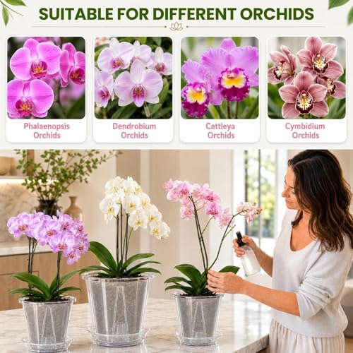 12 Pack Clear Plastic Orchid Pots with Holes, 4 5 6 Inch Set