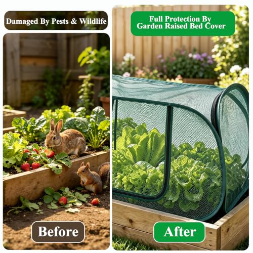 Pop Up Mesh Plant Cover 33% Sunblock Foldable for Raised Garden Beds