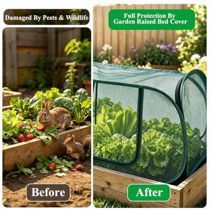 Pop Up Mesh Plant Cover 33% Sunblock Foldable for Raised Garden Beds