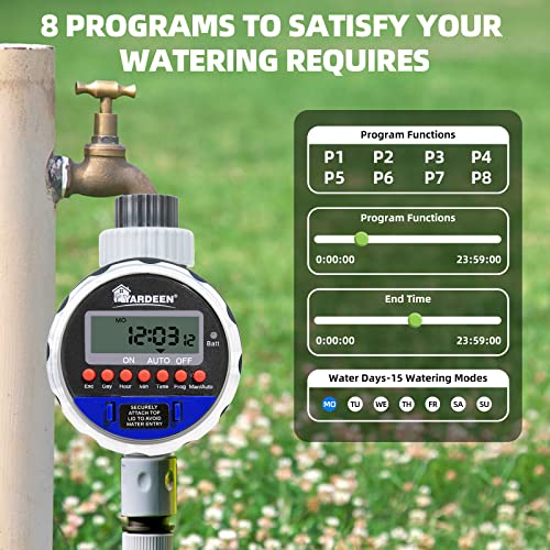 Water Timer Garden Irrigation Controller with 8 Programs for Lawn - color: Water Timer