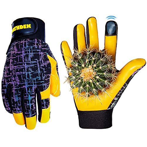 Gardening Gloves for Women Men, Touchscreen Sheepskin Leather Work Gloves - color: Black, size: Small (Pack of 1)