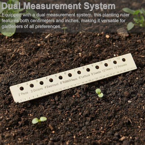 Garden Seed Spacer Planting Ruler Set - Wooden Interval Ruler & 2 Dibbler Tools for Precise Seeding, 3 Piece Set
