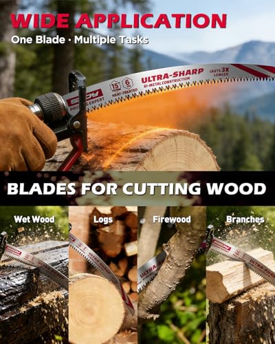 15 Inch Japanese Teeth Reciprocating Saw Blades, 6TPI Arc Edge Wood Pruning Saw Blades Set for Tree Trimming, Wood Cutting, 5 Pack - color: 5-Pc 15" Extended-Reach Pruning