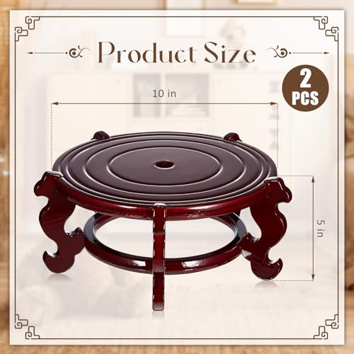 Geetery 2 Pcs 4–12 in Oriental Wooden Plant Stand Indoor Vase Stand, 10 in - size: 10 in