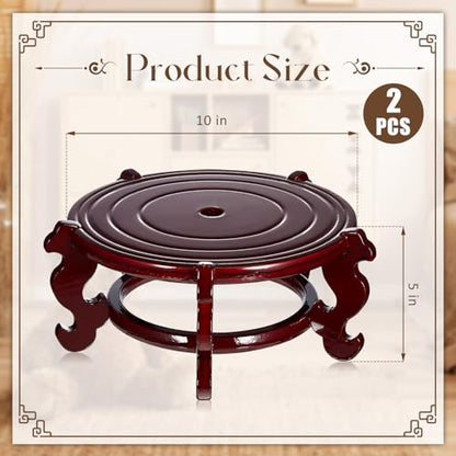 Geetery 2 Pcs 4–12 in Oriental Wooden Plant Stand Indoor Vase Stand, 10 in - size: 10 in