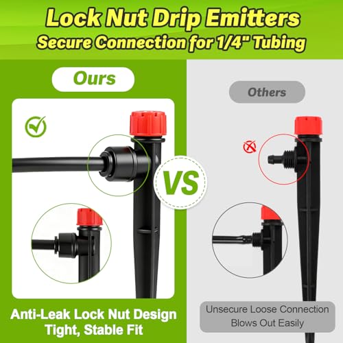 30 Pack Quick Connect Drip Emitters with Stake for 1/4" Irrigation Tubing, Adjustable 360 Degree Water Flow Irrigation Sprayer On 5" Stake Garden Irrigation Dripper for Watering System - color: Push Stream Emitter-30P