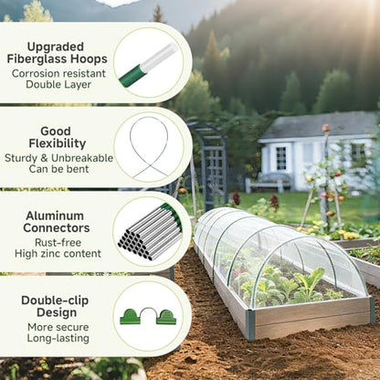 36pcs Garden Hoops for Raised Beds with Garden Netting, Clips