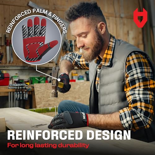 NoCry Heavy Duty Work Gloves for Men with Reinforced Palm and Non-Slip Grip - size: X-Large, style: Pro