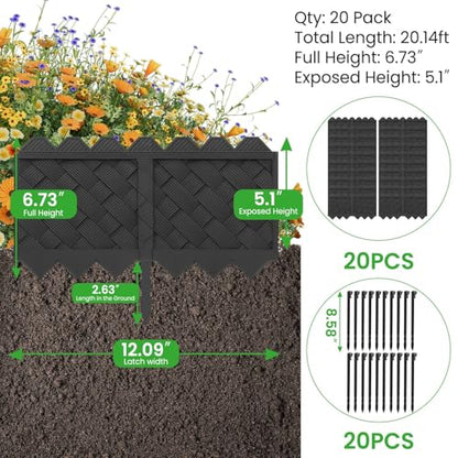 30 Pack Flower Bed Edging Borders, Landscape Edging with Stakes, 5" X 30ft