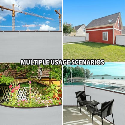 6×50FT Heavy Duty Fence Privacy Screen, 180GSM, 90% Block, Include Zip Ties - color: Gray, size: 6*50FT