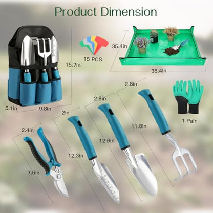 Housolution Gardening Tools Set, 8PCS Gardening Gifts for Women, Blue+Black - color: Blue+Black