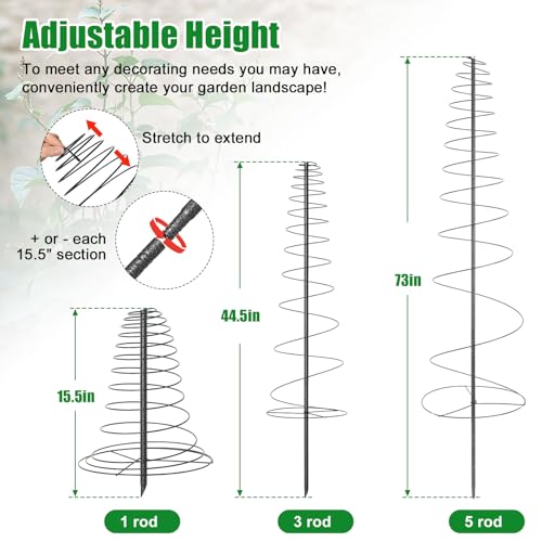 Spiral Frame Trellis for Climbing Plants Outdoor -72" Tall Heavy Duty Metal Garden Plant Tower Support with Anti-Tip Center Pole,for Pole Bean,Berry,Cucumber,Sweet Peas,Clematis,Potted Plants,Vines - size: 12 to 72"