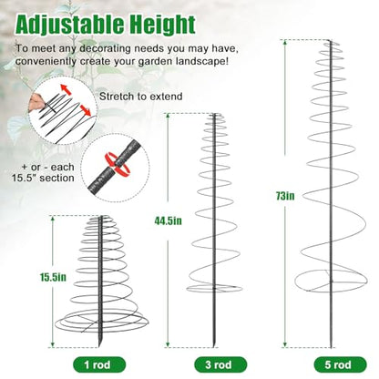 Spiral Frame Trellis for Climbing Plants Outdoor -72" Tall Heavy Duty Metal Garden Plant Tower Support with Anti-Tip Center Pole,for Pole Bean,Berry,Cucumber,Sweet Peas,Clematis,Potted Plants,Vines - size: 12 to 72"