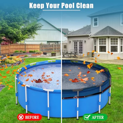 28FT Pool Leaf Net Cover for Above Ground Pools, 0.15’’ Mesh Pool Cover - size: 28FT