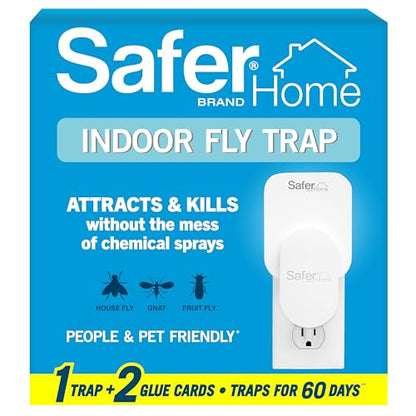 Safer Home Flying Insect Trap, Plug-In Fruit Fly Trap for Indoors, 1-Pack - size: 1 Trap + 2 Glue Cards