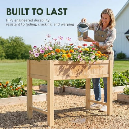 PASAMIC Raised Garden Bed with Legs, 40" HIPS Sturdy Elevated Planter Box - color: Wooden, size: 40x24x30in