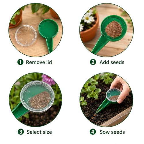 2pcs Green Seed Spreader, Handheld Seed Planter Tool, Portable Mini Garden Hand Planter Seeder Tool for Gardening Sowing