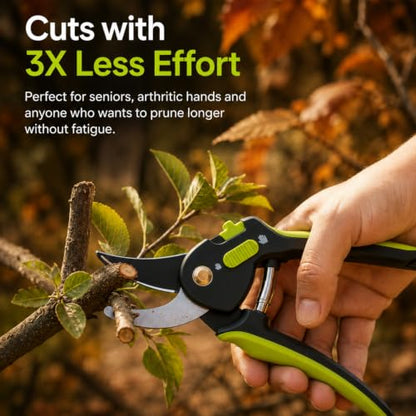 8.5" Professional Pruning Shears, Garden Clippers - Cuts 3X Easier Sharp Japanese Blade, Arthritis Friendly Garden Scissors for Seniors, Bonsai Cutters