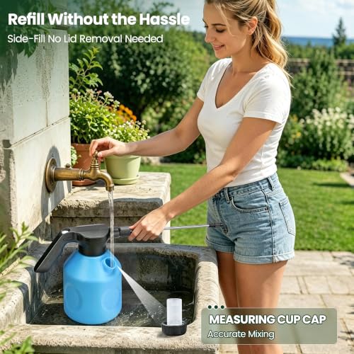 TaroKitc Electric Spray Bottle 2L/0.5 Gallon, 3 Speed Adjustable Battery Powered Garden Sprayer, Rechargeable Automatic Plant Mister with Adjustable Nozzle for Indoor/Outdoor Plants