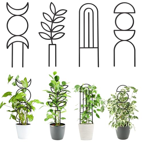 4 Pcs Plant Trellis Indoor Black Small Trellis for Potted Plants - style: Boho