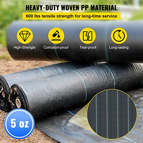 Happybuy 13ft x 108ft Driveway Fabric, 5oz Heavy Duty Weed Barrier Fabric - size: 13FTx108FT-5OZ