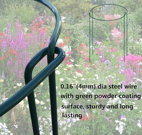 12 Pack 15.8 Inch High Plant Stake,Garden Plant Support,Half-Round Peony Cage Plant Ring Hoop - size: 9.5x15.8Inch-12Pack