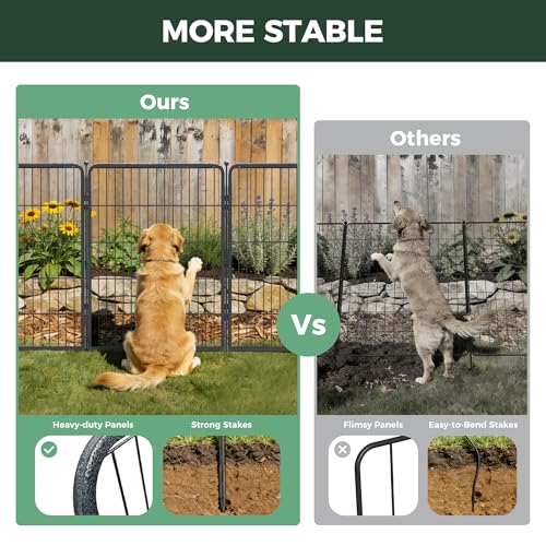 FXW No Dig Garden Fence, Outdoor for Yard, 40in(H) x 18.2ft(L), 8 Panels - color: Silver, size: 40"H