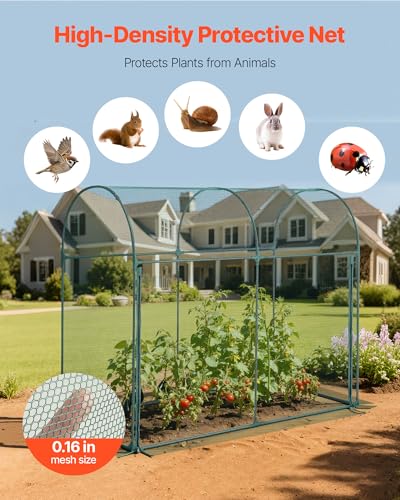 VEVOR Crop Cage, 5.9 x 2.98 x 4.9 ft Plant Protection Tent with Zippered Door, Wind-Resistant Tall Crop Cage, Easy to Install, Outdoor Raised Bed Cover with Frame, Plant Netting for Garden Patio Lawn - style: 5.9 x 2.98 x 4.9Ft-Arch