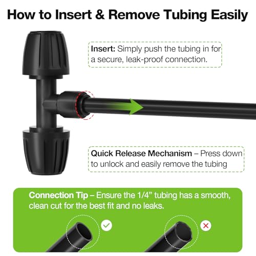 MIXC 1/2" Drip Irrigation Fittings 3-Way Barbed Tee 10 Pack - size: 3-Way 1/2" to 1/4" Barbed Tee