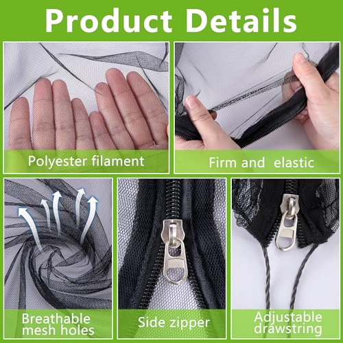 10.8 x 9.8 Ft Black Large Fruit Tree Netting with Zipper and Drawstring, Breathable Mesh Garden Bird Netting Plant Cover, Insect Bird Barrier Net Mesh for Protect Fruits Plants from Squirrel Bugs - size: 10.8 x 9.8 Ft