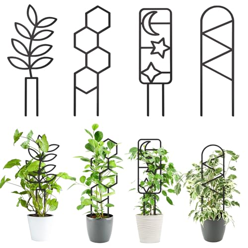 4 Pcs Plant Trellis Indoor Black Small Trellis for Potted Plants - style: Unique