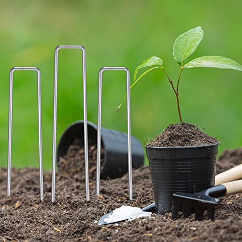 HongWay 300 Pack Landscape Staples, 6 Inch Garden Stakes Galvanized Steel - size: 6 Inch, 300pcs