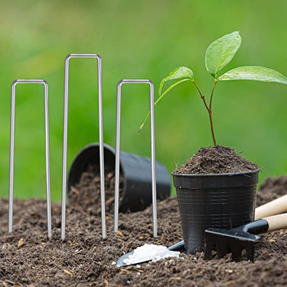 HongWay 300 Pack Landscape Staples, 6 Inch Garden Stakes Galvanized Steel - size: 6 Inch, 300pcs