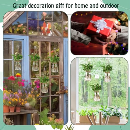 Baderke 9 Sets Window Hanging Propagation Stations 3.35'' Plastic Propagation Vases with Suction Cup & Traceless Nail, Propagated Holder Wall Jars for Office Garden Decoration Gift - style: Classic