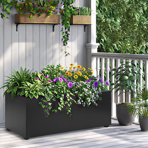 Thickened Metal Planter Box, Heavy-Duty, Drainage Holes & Raised Bottom