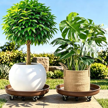 Plant Caddy With Wheels 16" Metal Plant Saucers for Indoors 420 Lb Capacity - size: 1 PACK 16 INCH