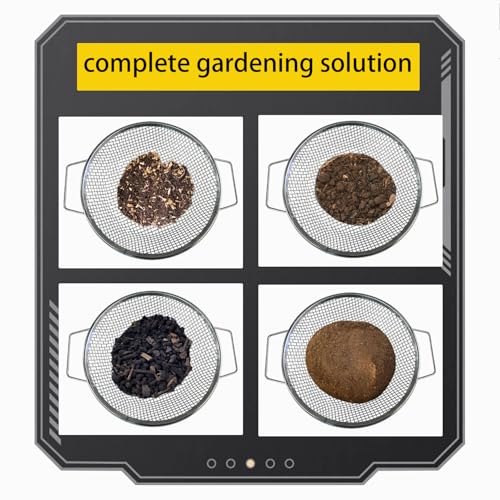 2PCS Soil Sifter for Gardening with Handle, Stainless Steel Compost & Rock Sifter for 5 Gallon Bucket - 1/4" & 1/8" Mesh