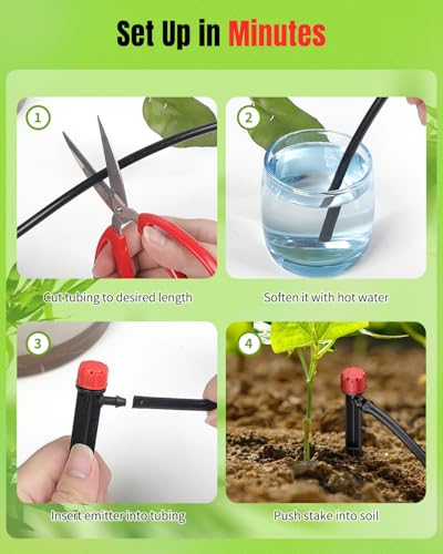 Pawfly 60 Pcs Drip Irrigation Emitters, Garden Drippers for Plants Watering System, Sprinkler Heads with Adjustable 360 Degree Water Flow, Drip Emitters for 1/4" Drip Irrigation Tubing - size: 60pcs 1/4" Drip Emitters