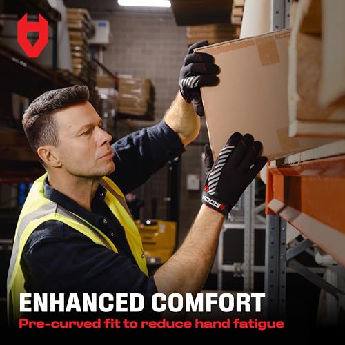NoCry Utility Gloves for Men with Reinforced Fingers and Thumb Crotch; Double Stitched Palm and Touchscreen Tips; Breathable and Highly Flexible; — Ideal for Mechanics, Construction and Yard Work - size: Medium, style: Lite