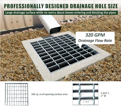 2 Pack 12in B125 Galvanized Steel Drain Grate(11.6x12 in) - color: Silver-2 Pack, size: 12x12 inch