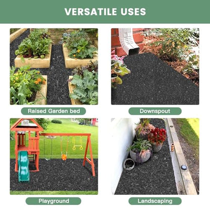 Sekcen Upgraded 2 Pack Rubber Mulch Roll Mat for Landscaping Recycled Rubber Walkway Black Permanent Mulch Pathway Playground 8' x 2'