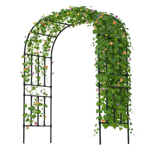 Twira Square Tube Garden Arch Trellis 4.9ft x 1.6ft x 8.2ft, Extra Tall Wide PE-coated Metal Arbor for Climbing Plants Outdoor, Large Wedding Arches for Ceremony, Archway, Party, Lawn Decoration Black - color: 59.1" L x 19.7" W x 98.4" H - Black