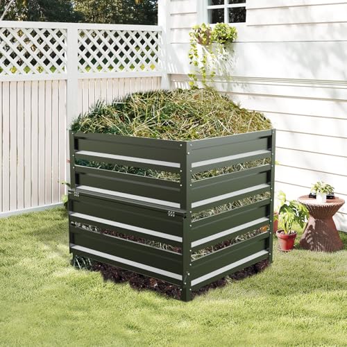 Compost Bin Outdoor -285 Gallon Metal Mesh Rust-Proof Coating Composter - size: 285 Gallon - 41(L)*41(W)*39.4(H)inch