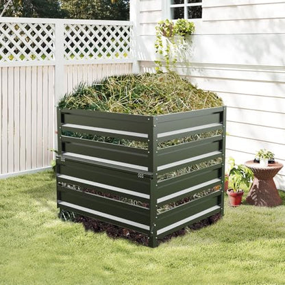 Compost Bin Outdoor -285 Gallon Metal Mesh Rust-Proof Coating Composter - size: 285 Gallon - 41(L)*41(W)*39.4(H)inch