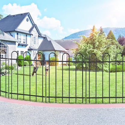 30” x 16’ Outdoor Metal Garden Fence, No-Dig Dog Fence Panels with Stakes - size: Multi Arch 30″H x 16ft (8Panels)
