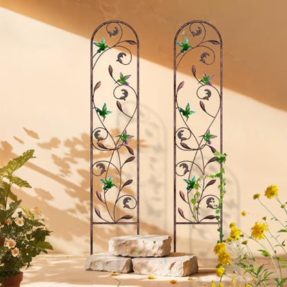aboxoo 2-Pack Hummingbird Metal Garden Trellis for Climbing Plants - color: Hummingbird, size: 2pcs