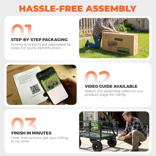 Sekey 12 Cu Ft Steel Garden Cart, 1600 lb Capacity, Towable Handle - color: Green, size: 1600LBS