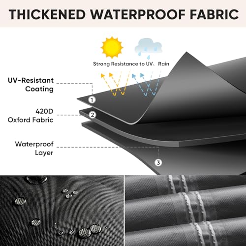 BALEINE Patio Furniture Covers Waterproof, Heavy Duty Outdoor Table Cover - color: Black, size: 78"L×62"W×28"H