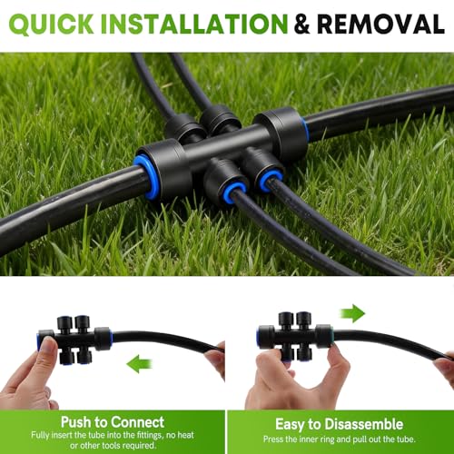 50FT 1/2"(OD) Drip Irrigation Tubing with 4 Fittings - size: 50FT 1/2”(OD) Tube
