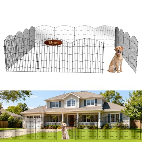 Garden Fence No Dig, 31in(H) x24ft(L) Black 15 Pack, No Gate - size: 31in(H)x35ft(L)